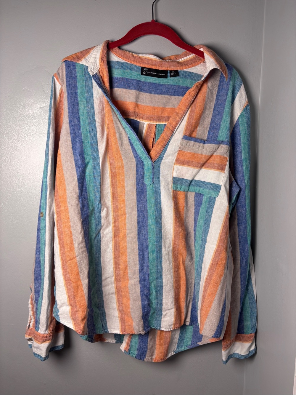 New York & Company linen blend tunic shirt size XL